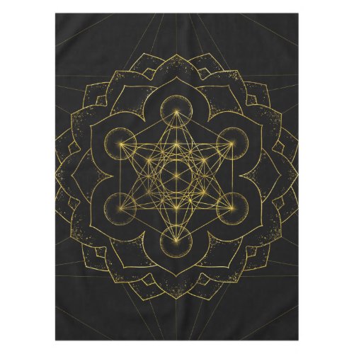 Metatrons Cube in lotus Sacred Geometry Tablecloth