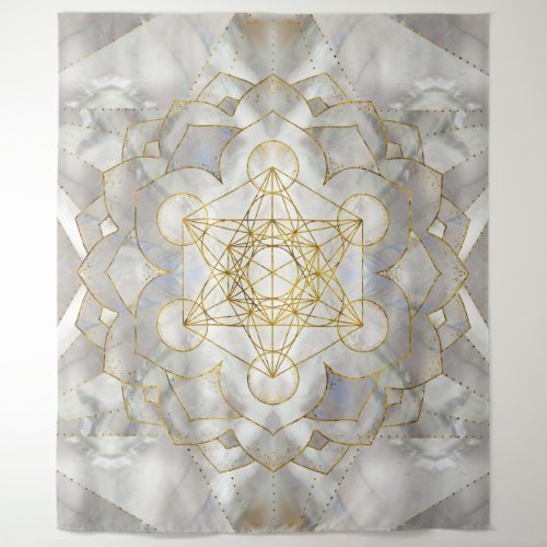 Metatrons Cube in lotus Sacred Geometry  Tapestry