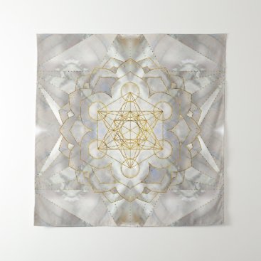 Metatron's Cube in lotus Sacred Geometry Tapestry