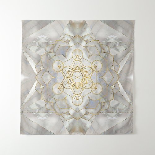 Metatrons Cube in lotus Sacred Geometry Tapestry