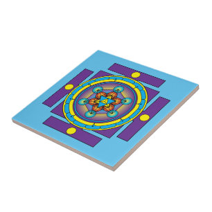 Metatron's Cube Merkaba Mandala Ceramic Tile
