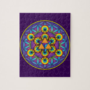 Metatron's Cube Merkaba on Flower of Life Jigsaw Puzzle