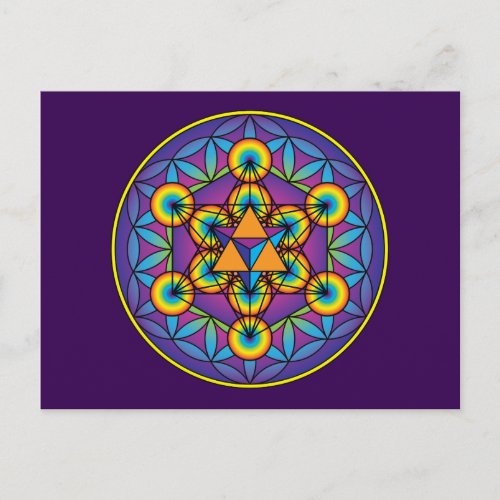 Metatrons Cube Merkaba on Flower of Life Postcard