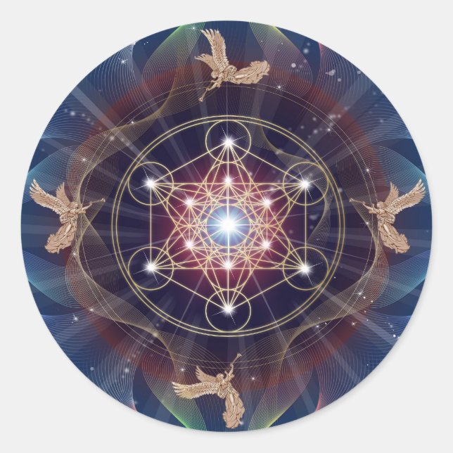 Metatron's Cube - Merkabah Classic Round Sticker (Front)