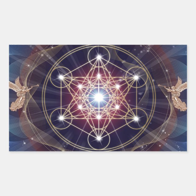 Metatron's Cube - Merkabah Rectangular Sticker (Front)