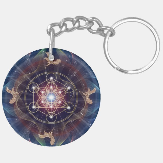 Metatron's Cube - Merkabah - Sacred Geometry Keychain (Back Left)