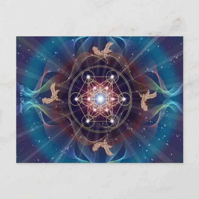 Metatron's Cube - Merkabah - Sacred Geometry Postcard (Front)