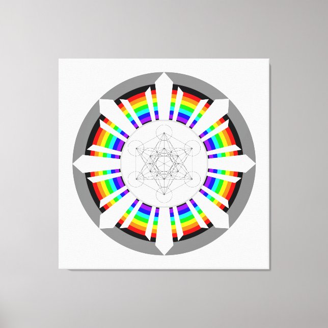 Metatron's Cube Rainbow Prism Canvas Print (Front)
