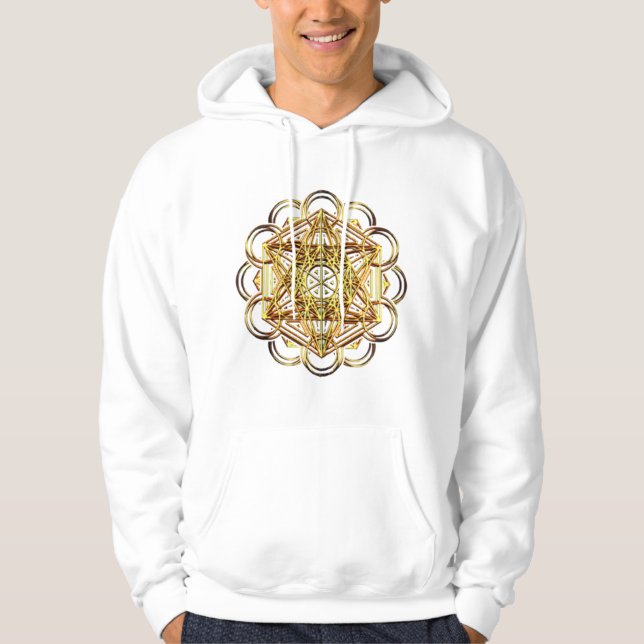 Metatrons Cube Sacred Geometry Flower Of Life Rave Hoodie (Front)