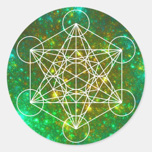 Metatrons Cube Sacred Geometry Spiritual Symbol Classic Round Sticker