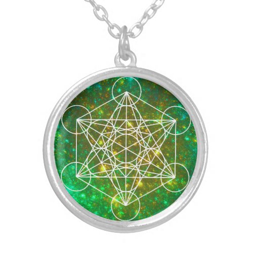 Metatrons Cube Sacred Geometry Spiritual Symbol Silver Plated Necklace