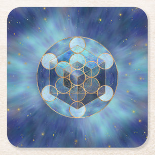Metatron's Cube Sacred Geometry Square Paper Coaster