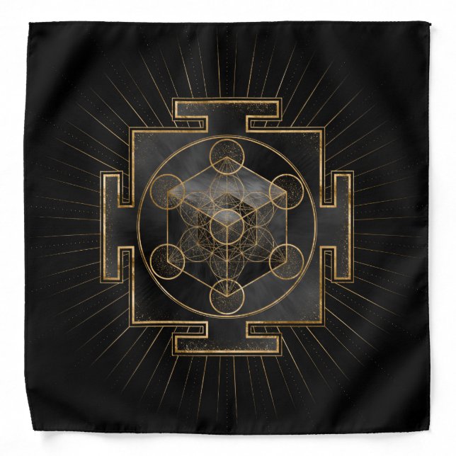 Metatron's Cube Sri Yantra Sacred Geometry Bandana (Front)