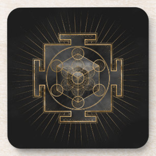Metatron's Cube Sri Yantra Sacred Geometry Beverage Coaster