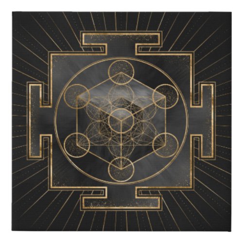 Metatrons Cube Sri Yantra Sacred Geometry Faux Canvas Print