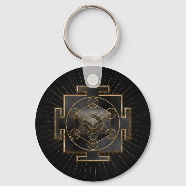 Metatron's Cube Sri Yantra Sacred Geometry Keychain (Front)
