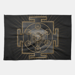 Metatron's Cube Sri Yantra Sacred Geometry Kitchen Towel