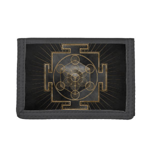 Metatron's Cube Sri Yantra Sacred Geometry Tri-fold Wallet