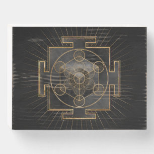 Metatron's Cube Sri Yantra Sacred Geometry Wooden Box Sign