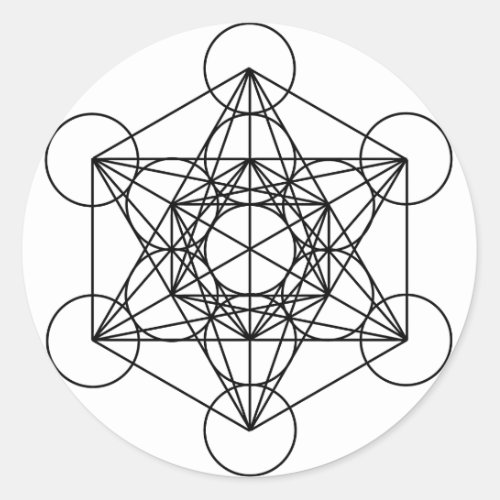 Metatrons Cube White Classic Round Sticker