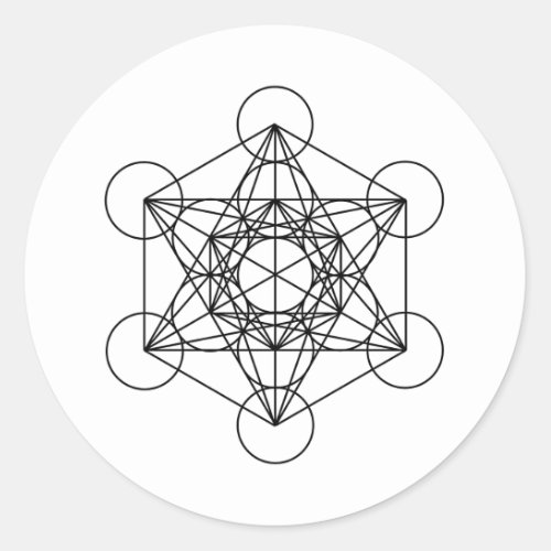 Metatrons Cube White Classic Round Sticker