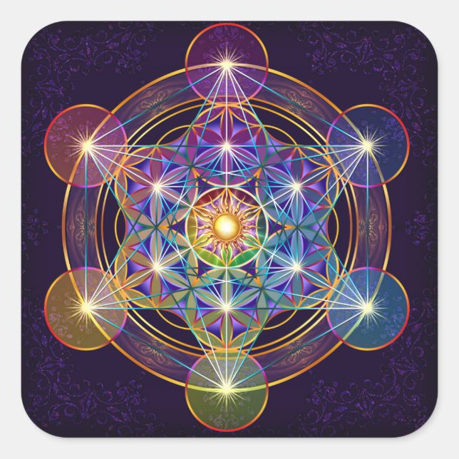 Metatron's Cube with Flower of Life Sticker (Front)