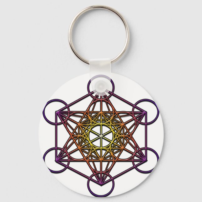 Metatron's Cube (yellow purple gradient) Symbol Keychain (Front)