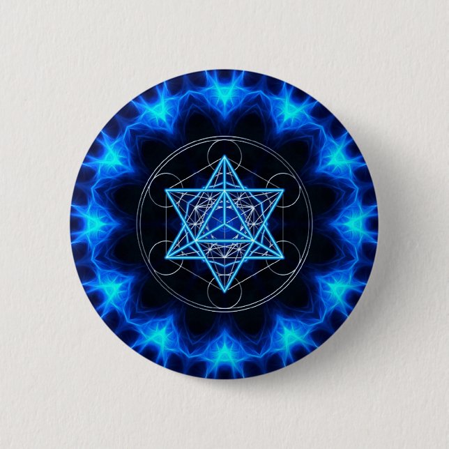 Metatrons dice - Merkaba - star tetrahedron Pinback Button (Front)
