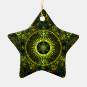 "Metatron's Magick Wheel" - Fractal Art Ceramic Ornament