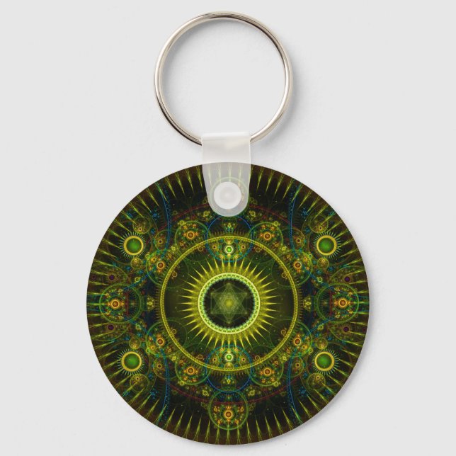"Metatron's Magick Wheel" - Fractal Art Keychain (Front)