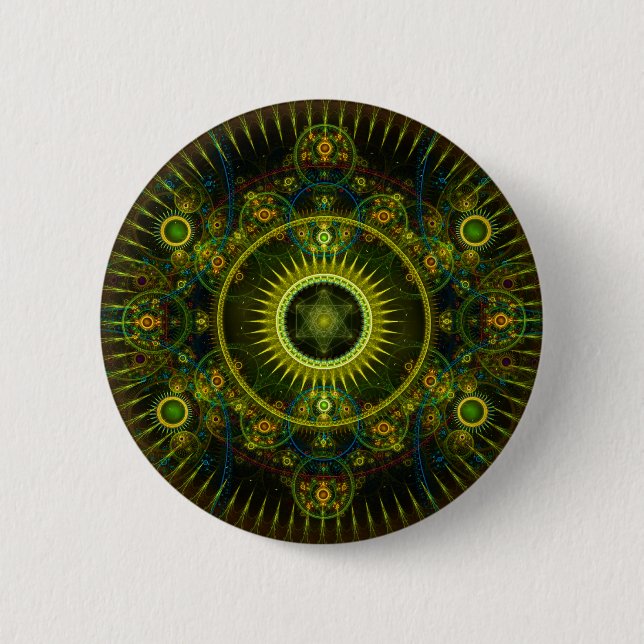 "Metatron's Magick Wheel" - Fractal Art Pinback Button (Front)