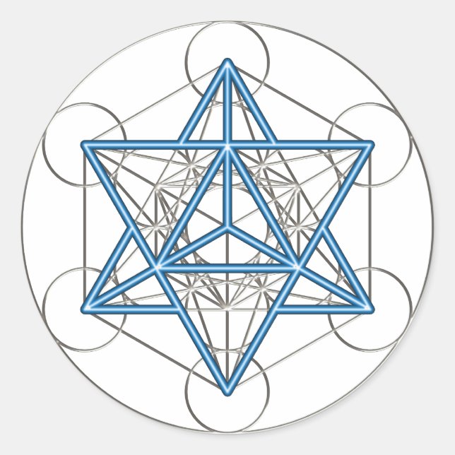 Metatrons Würfel — Merkaba — Stern Tetraeder Classic Round Sticker (Front)