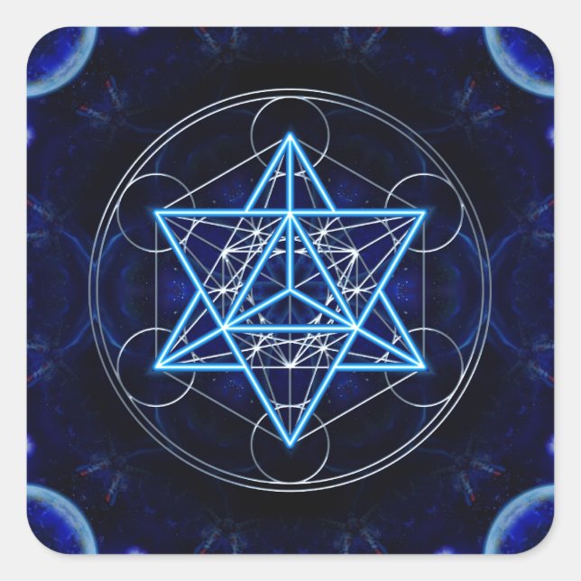 Metatrons Würfel — Merkaba — Stern Tetraeder Square Sticker (Front)