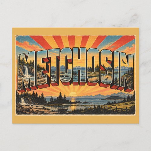 Metchosin BC Coastline Waterfall Forest Art Postcard