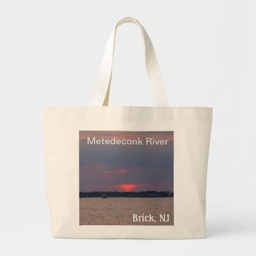 Metedeconk River New Jersey Sunset Over the Water Large Tote Bag