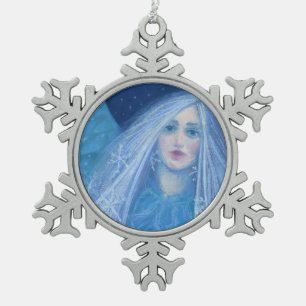 Metelitsa Snow Girl Snegurochka Christmas Angel Snowflake Pewter Christmas Ornament