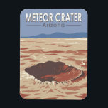 Meteor Crater Arizona Travel Art Vintage Magnet<br><div class="desc">Meteor Crater in a vector art style. It is a meteorite impact crater about 37 mi east of Flagstaff and fragments of the meteorite are officially called the Canyon Diablo Meteorite,  after the adjacent Cañon Diablo.</div>
