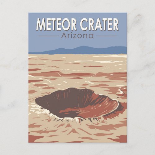 Meteor Crater Arizona Travel Art Vintage Postcard
