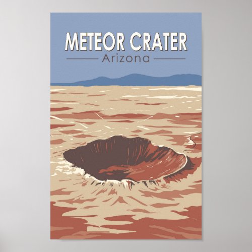 Meteor Crater Arizona Travel Art Vintage Poster