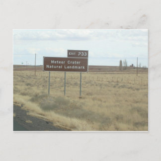 Meteor Crater Natural Landmark Exit Sign Postcard