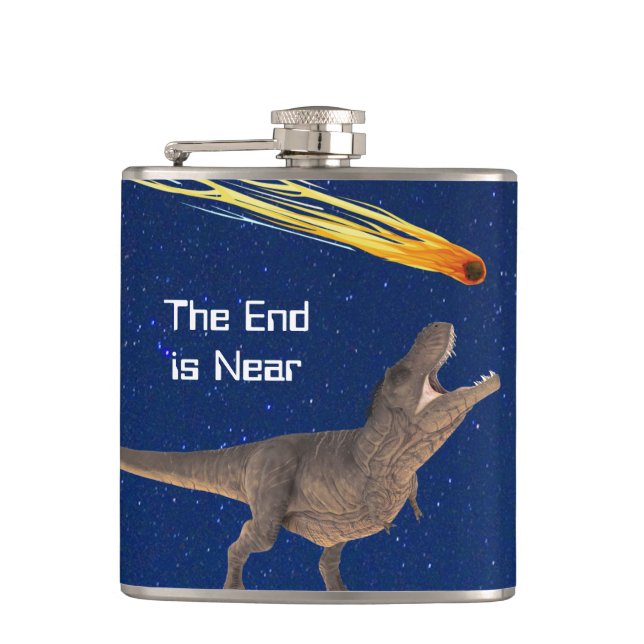 Meteor Dinosaur End Is Near Disaster Flask (Front)