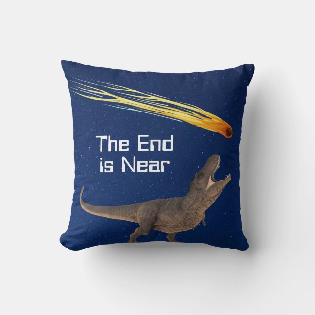 Meteor Dinosaur End Is Near Disaster Throw Pillow (Front)