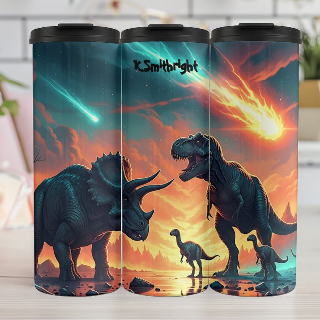 Meteor Shower Dinosaurs Prehistoric Clash Thermal Tumbler (Creator Uploaded)