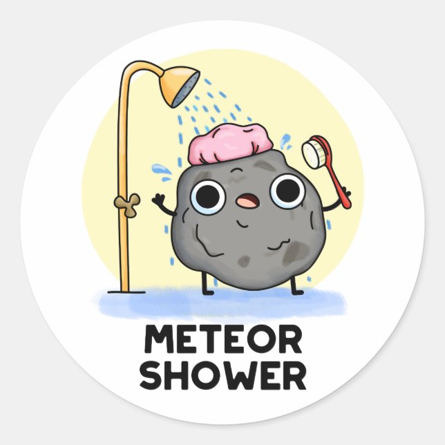 Meteor Shower Funny Science Pun  Classic Round Sticker (Front)