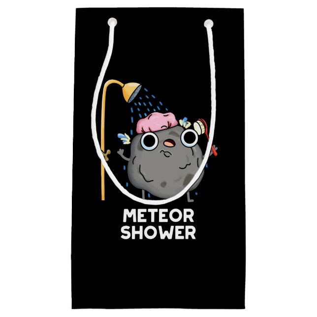 Meteor Shower Funny Science Pun Dark BG Small Gift Bag (Front)