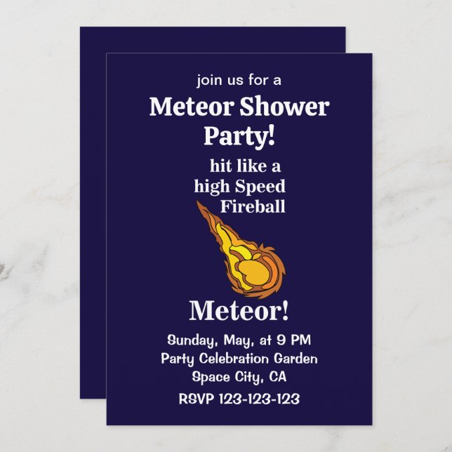 Meteor Shower Shooting Star Fireball Astronomy Invitation (Front/Back)