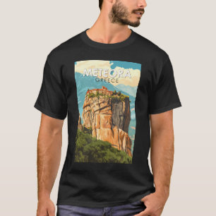 Meteora Greece Illustration Travel Art Vintage T-Shirt