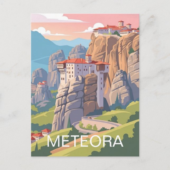 Meteora Greece Travel Postcard (Front)
