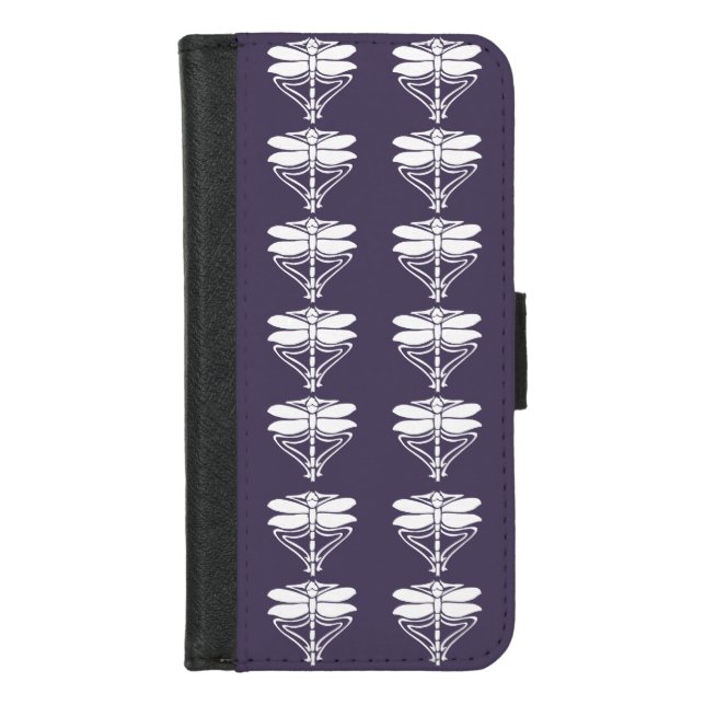 Meteorite Purple Arts and Crafts Dragonflies iPhone Wallet Case (Front)