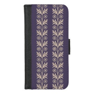 Meteorite Purple Arts and Crafts Floral Stripe iPhone 8/7 Wallet Case